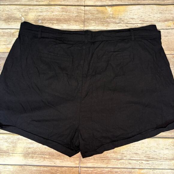 Torrid Black Linen Blend Belted Shorts Plus Sz 22 - Picture 2 of 7